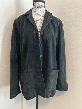 Stan Herman Women’s Suede Leather Jacket Size Large Broken Button